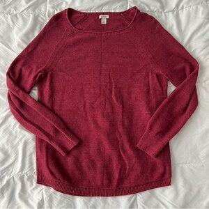 L.L. Bean Women’s Pullover Sweater M Red Cotton Boat Neck Classic Knit Outdoors